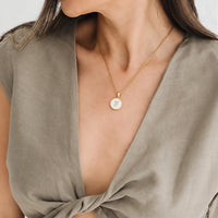 Claire Round Initial Necklace Waterproof Pearl or Black