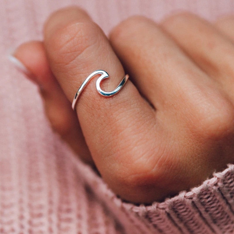 Delilah Dainty Silver Wave Ring