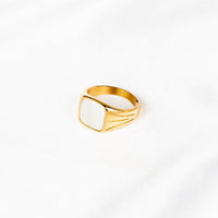 Eliza Square Signet Rectangle or Circle Shell Ring