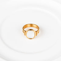 Eliza Square Signet Rectangle or Circle Shell Ring