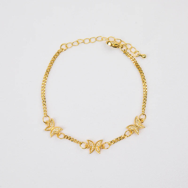 Galena Three Butterfly Tennis Bracelet in Gold