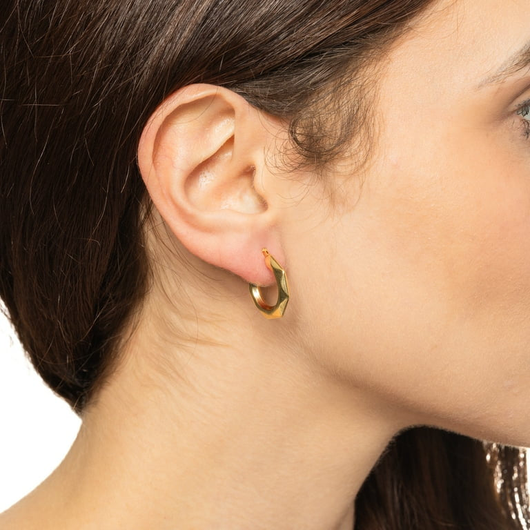 Emery Geometric Hoops in Gold