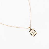 Claire Square Initial Personalized Necklace Pearl Stainless Steel